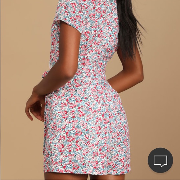 NWT Lulus Playing Around Cream Multi Floral Print Wrap Skort Romper - Picture 3 of 6